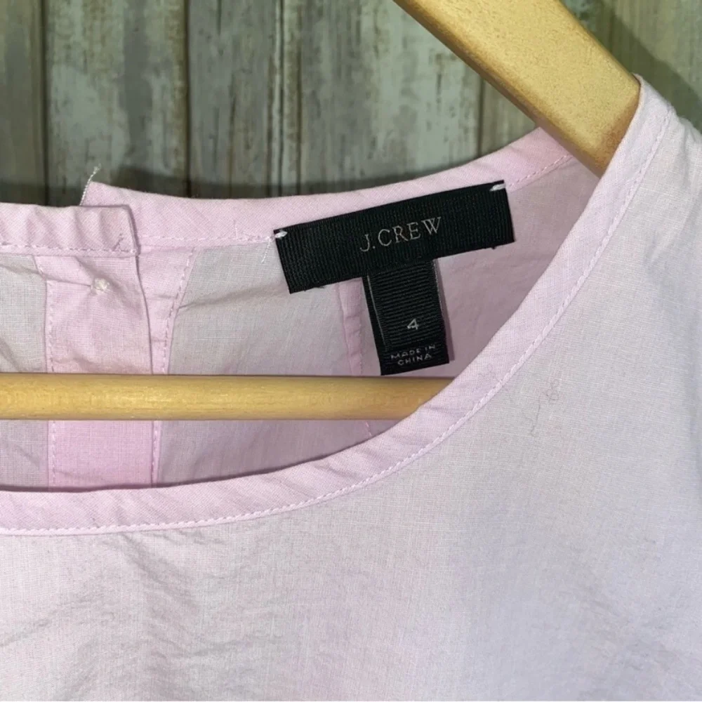 J.Crew Lavender Ruffle Sleeve Top Cotton Blouse Short Sleeve Size 4